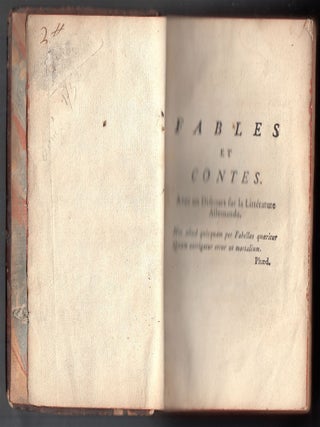 Fables et Contes ( on half title "Avec discours sur la litterature allemande."