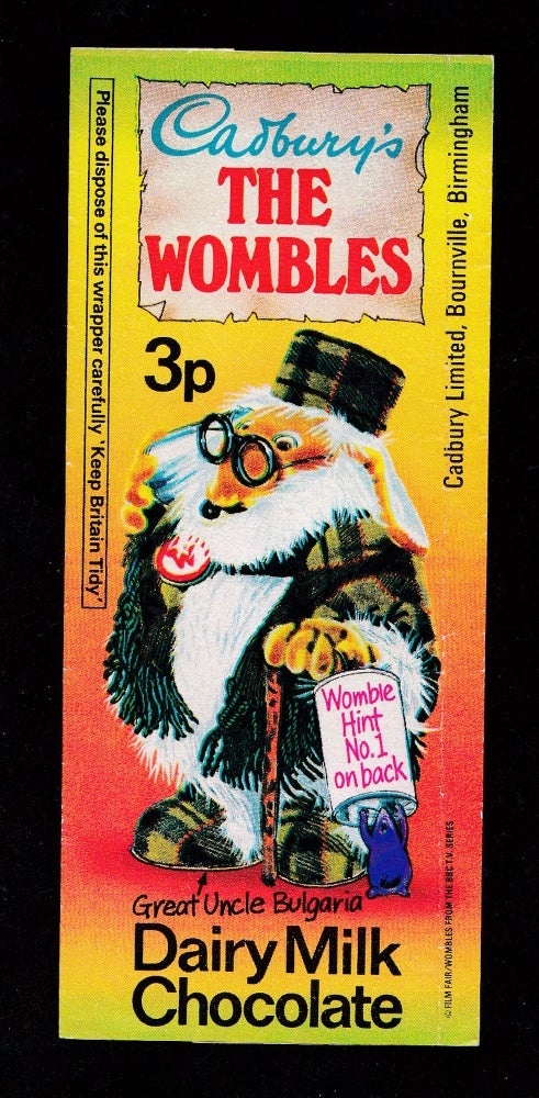 Item #22674 6 Cadbury's The Womble Wrappers. Wombliana.
