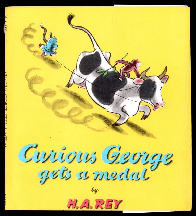 Item #50105 Curous George gets a medal. DUSTJACKET ONLY, dw only, Dust Jacket only, NO BOOK. H. A. Rey.